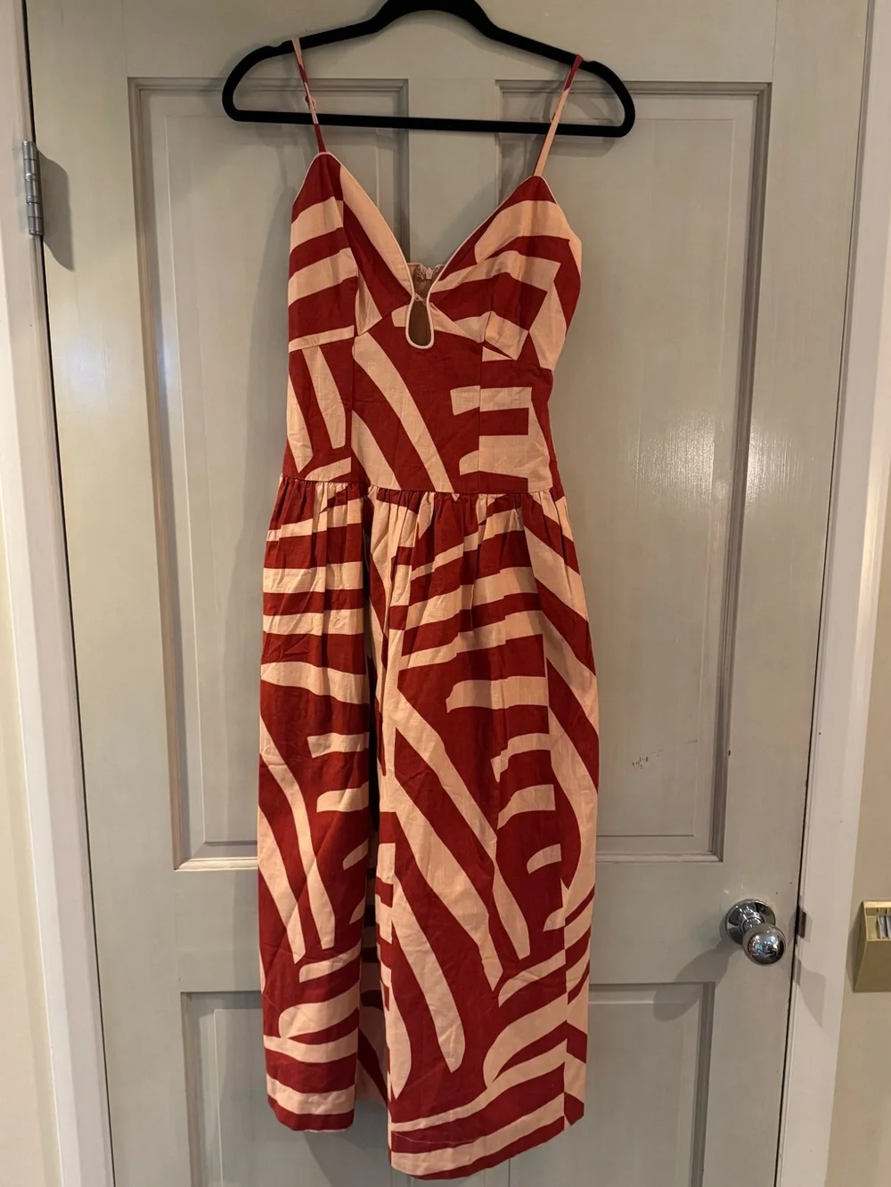 Mon Renn Surreal midi dress NWT distinctive Tropico print in rust and sand color - Picture 2 of 10